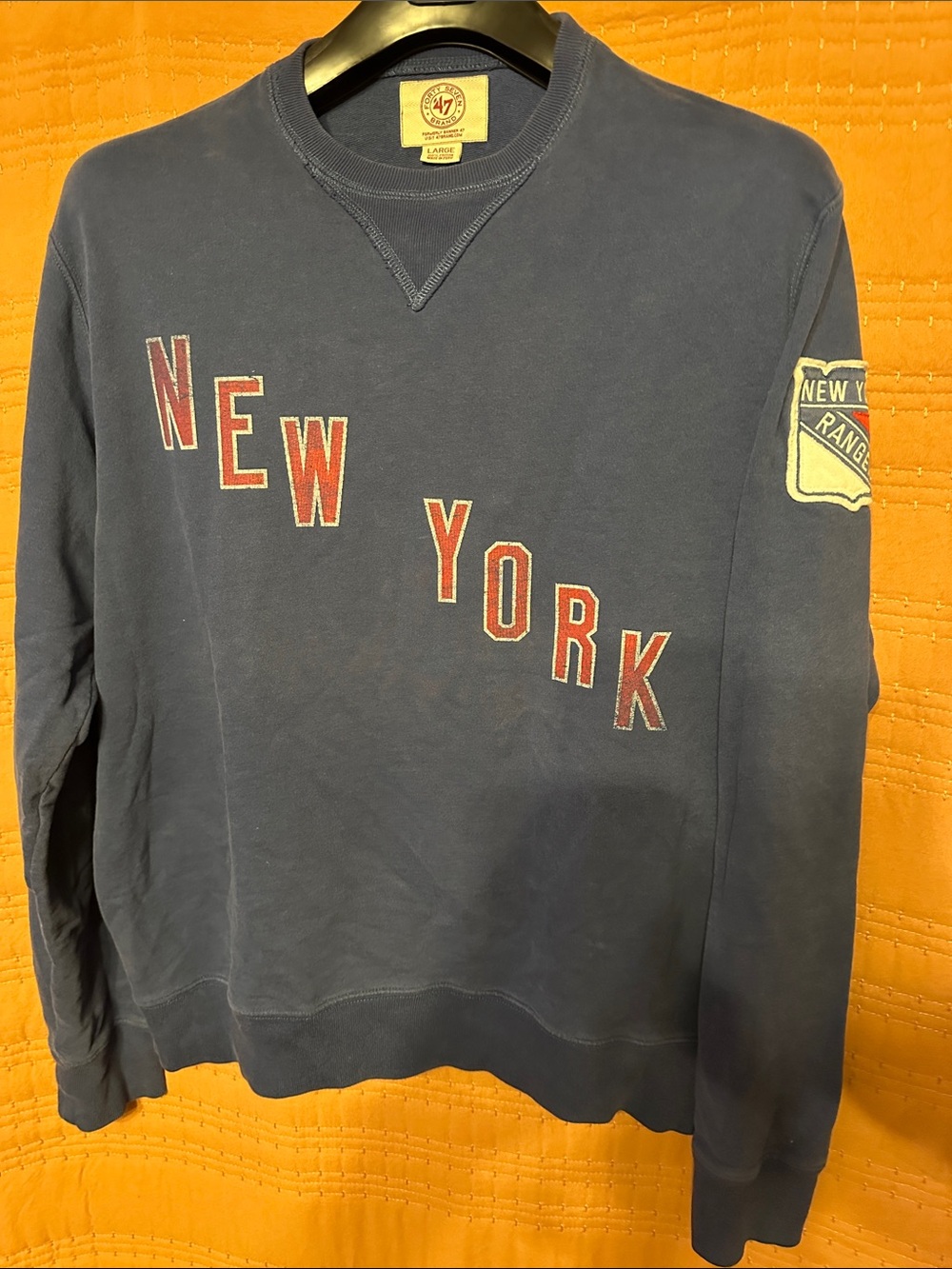 47 Navy Crewneck Sweatshirt with Red New York Lettering